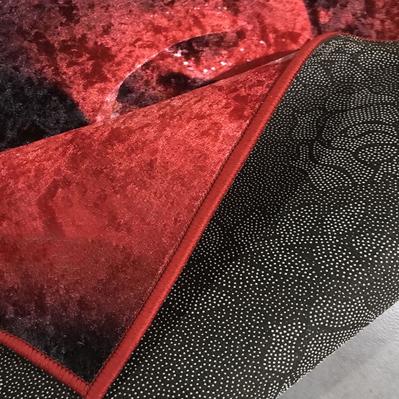 Fancy Red Carpet Medallion Pattern Traditional Area Rug Polyester Non-Slip Backing Rug for Bedroom