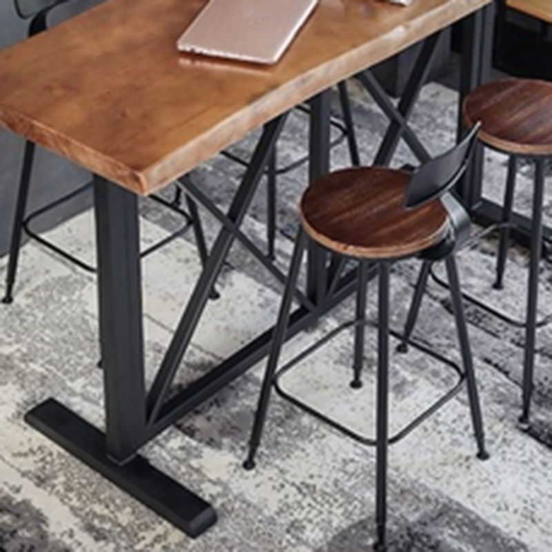 Industrial Solid Wood Pub Dining Set 1/2/5 Pcs Rectangular Pub Set for Home