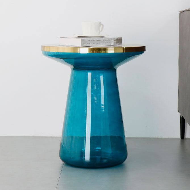 20.47" Tall Mid-century Style Side End Table Glass Pedestal Round Sofa Side Accent Table