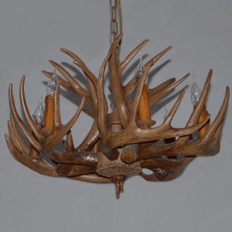 Resin Candle Shape Hanging Ceiling Light American Style Multi Lights Hanging Light