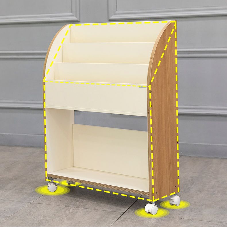 Contemporary Bookshelf Engineered Wood Open Shelf for Office with Caster Wheels