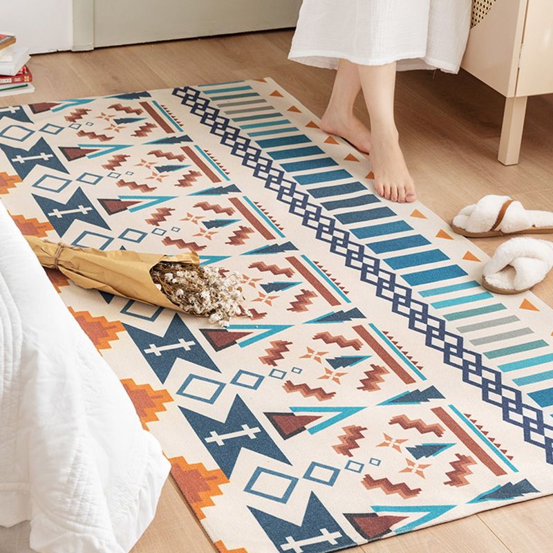 Mehrfarbiger Vintage-Teppich Baumwollmischung Stammes Totem in Indoor Teppich Umweltwaschbarer Teppich für Wohnkultur