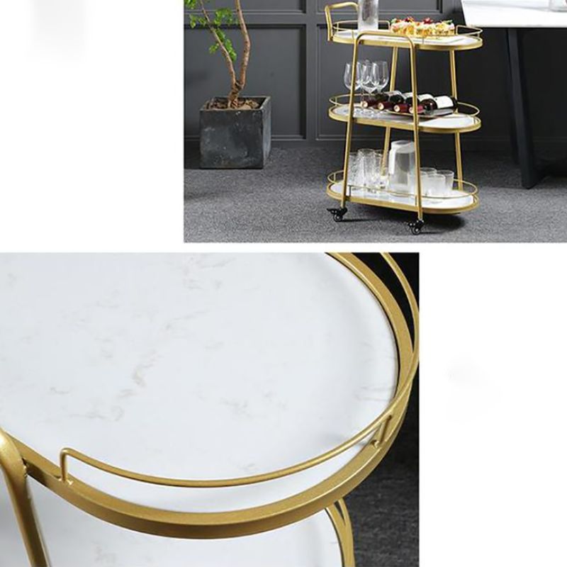 Contemporary Style Oval Prep Table Rolling Metal Prep Table for Home
