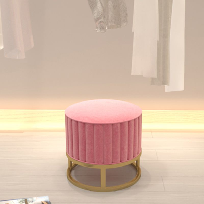 Glam Pouf Ottoman Velvet Upholstered Tear Resistant Round Ottoman with Chair Legs