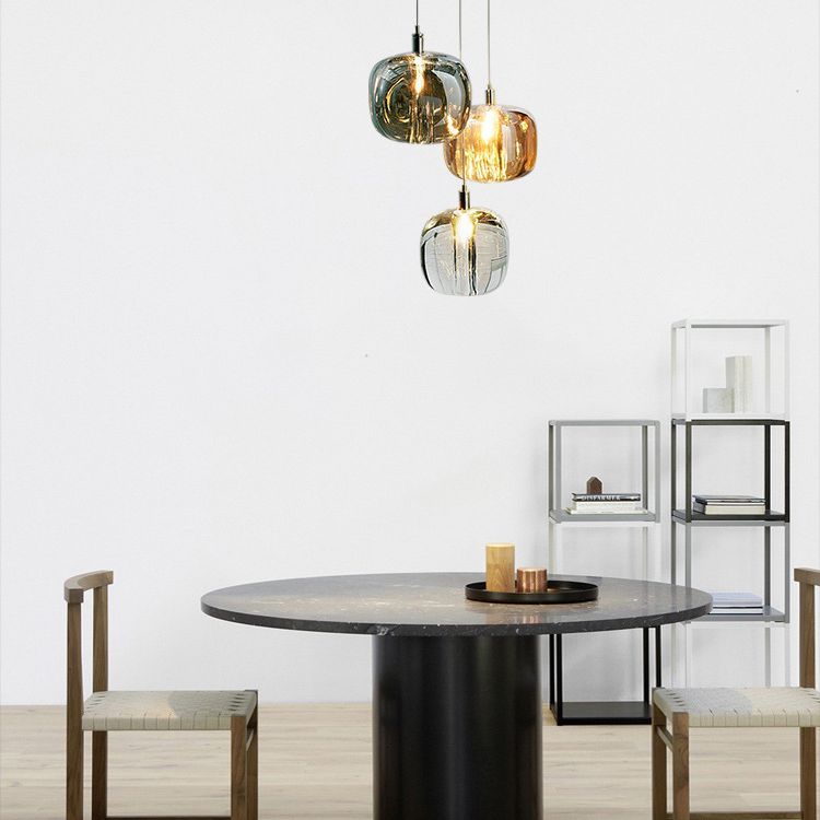 Glass Block Ceiling Pendant Light 1 Light Creative Hanging Light for Living Room Bar