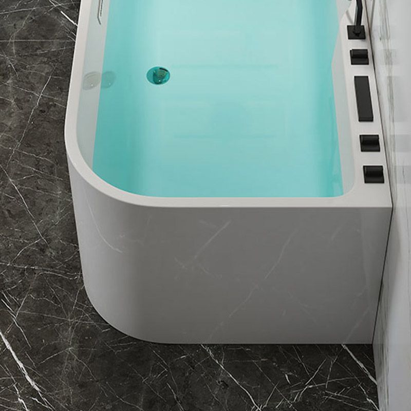 Modern White Rectangle Acrylic Bathtub Back to Wall with Drain Bath Tub