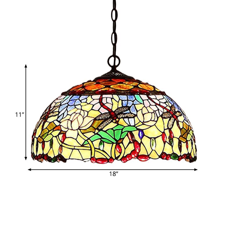 Blossom Red/Orange/Green Cut Glass Hanging Chandelier 3 Luci Bronzo Bronzo Brronzo Luce a sospensione per cucina