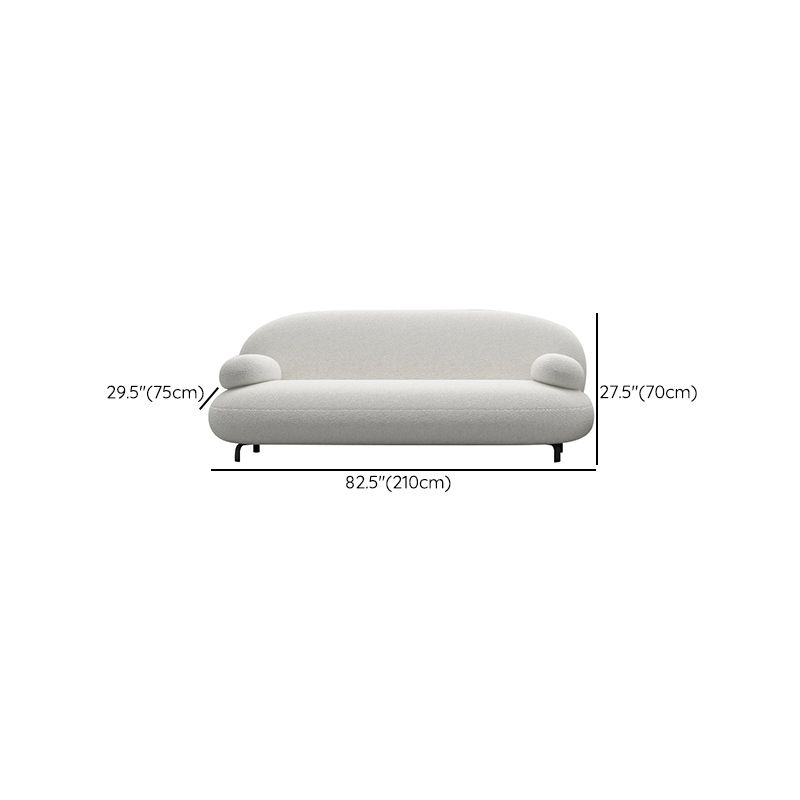 Modern 27.55" H White Wool Pillow Top Arm Sofa for Living Room