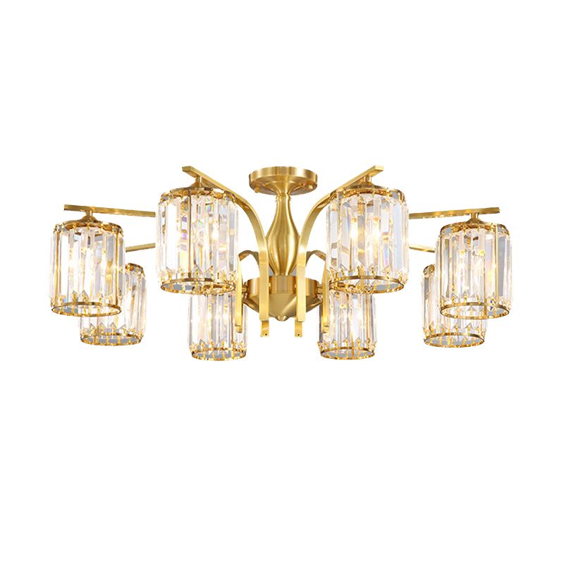 Modern Minimalist Ceiling Lamp Crystal Shade Flush Mount Light Fixture for Bedroom