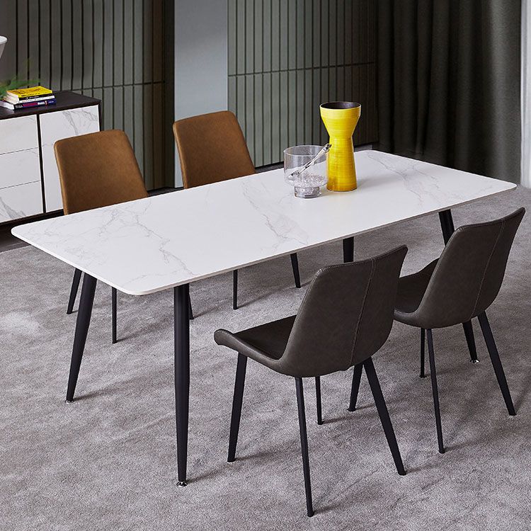 Metal Modern Dining Set with Solid Back Chairs 1/2/4/5/7 Pieces Dinette Set