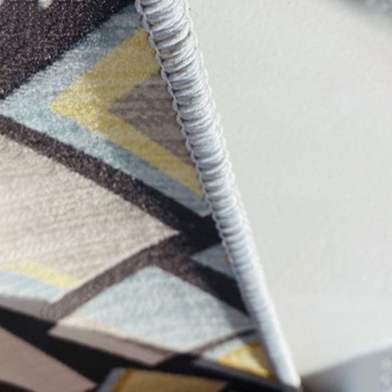 Gray Modern Rug Polyester Leaves Rug Non-Slip Backing Rug Washable for Home Decor