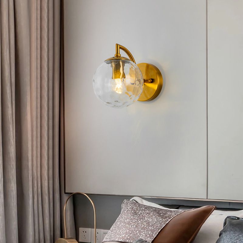 Industrial Style Ball Wall Sconce Glass 1 Light Sconces for Bedroom
