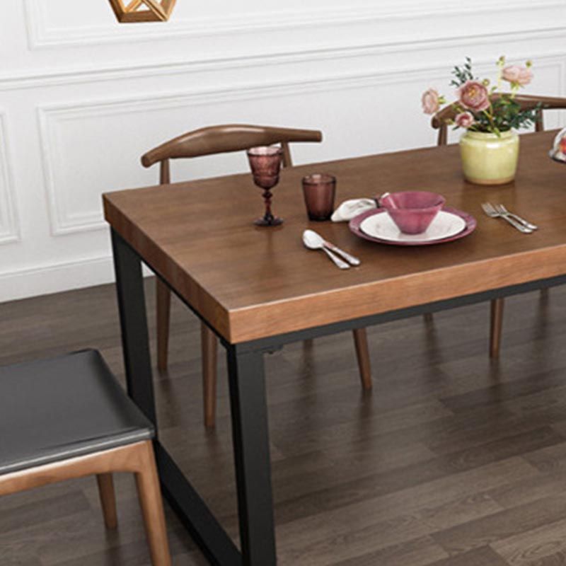 Solid Wood Top Table Rectangle Pine Wood Table with Sled Base