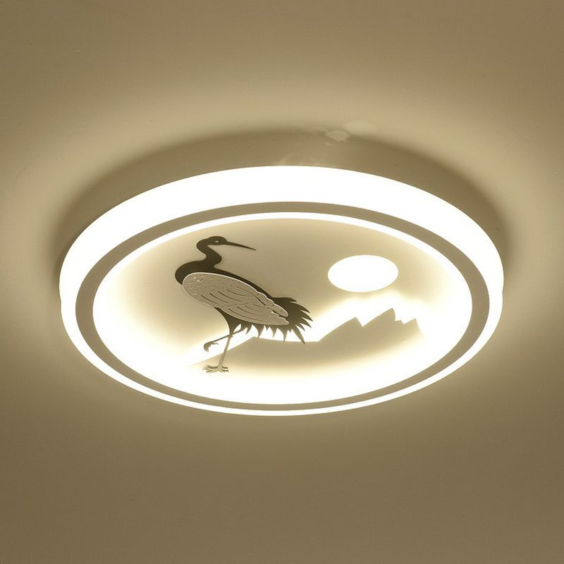 Plafonnier circulaire pour chambre à coucher en métal de style nordique, luminaire LED à encastrer en blanc