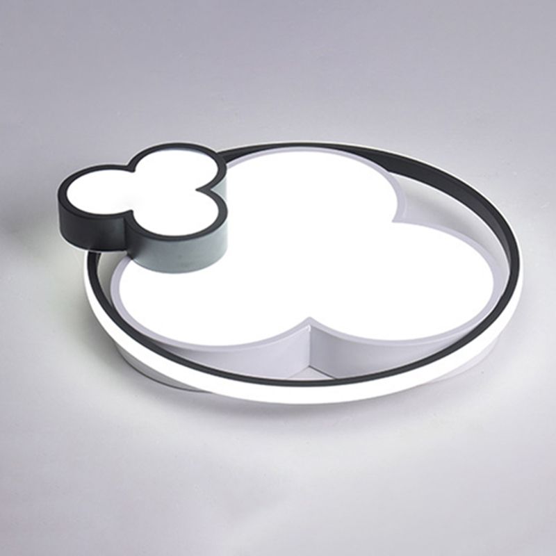 Modern Plum Shaped Flush Light Acrylic Bedroom LED Ceiling Mount Light in Black-White