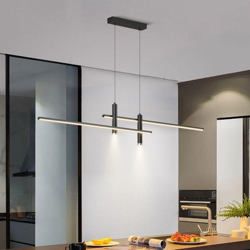 3 Lights Metal Linear Modern Hanging Island Lights for Dining Room
