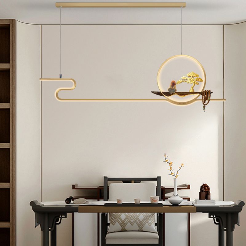 Ideas de iluminación de isla lineal Iluminación colgante de 2 luces de metal contemporáneo