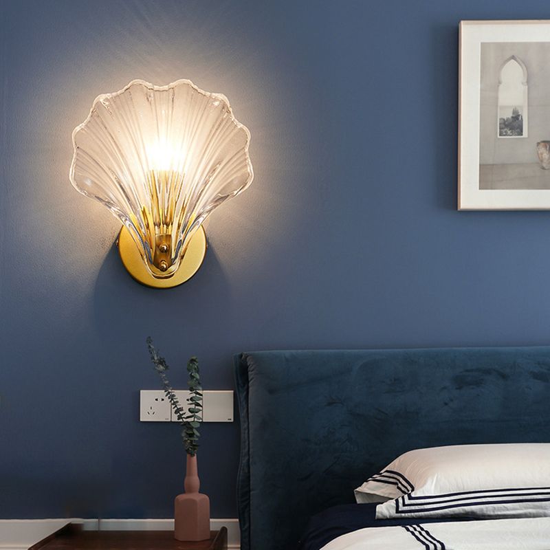 Glass Shell-Shaped Wall Light Sconces Modern 1 Light Wall Mounted Lamp