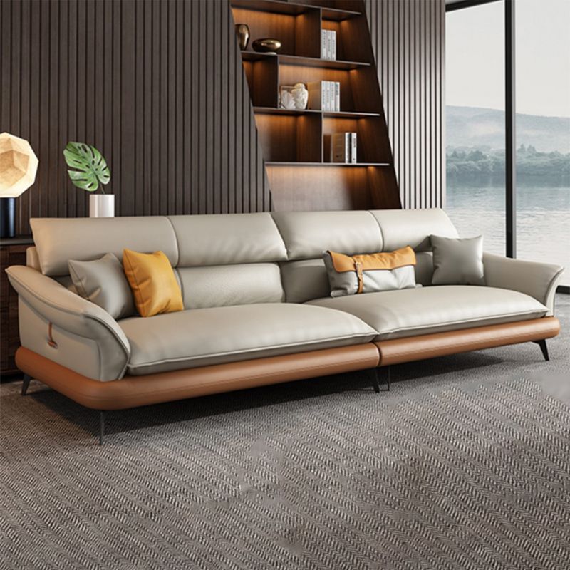 Modern Cushions Flared Arm Living Room Genuine Leather Seating