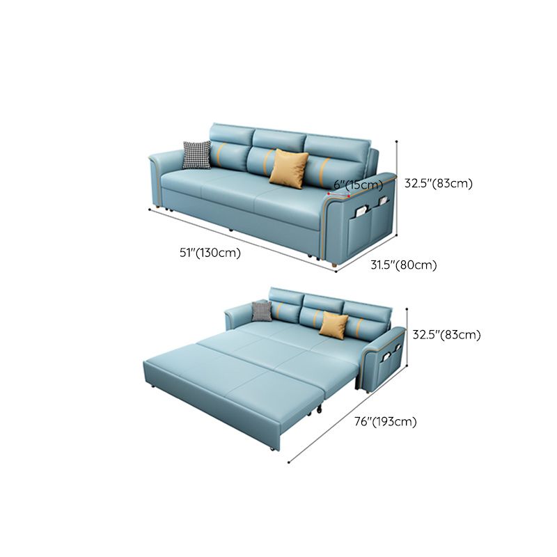 Glam Blue Sleeper Sofa Pillow Included Futon Sleeper Sofa Bed with Storage