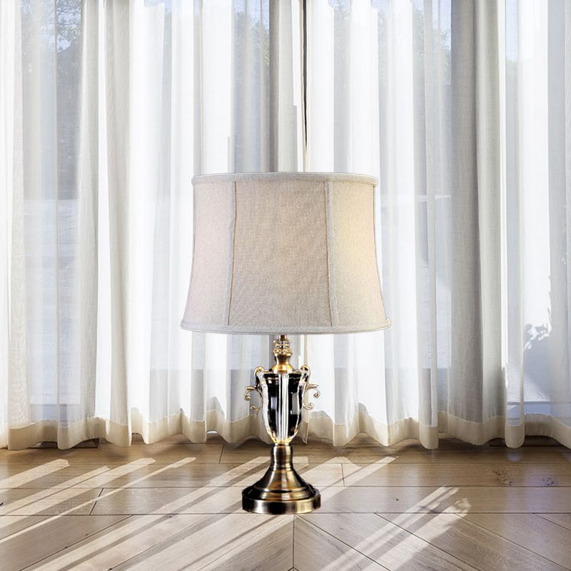 1 Lampe de chevet de chevet de tête modernisme lampe de table de chevet grise avec une teinte en tissu ovale