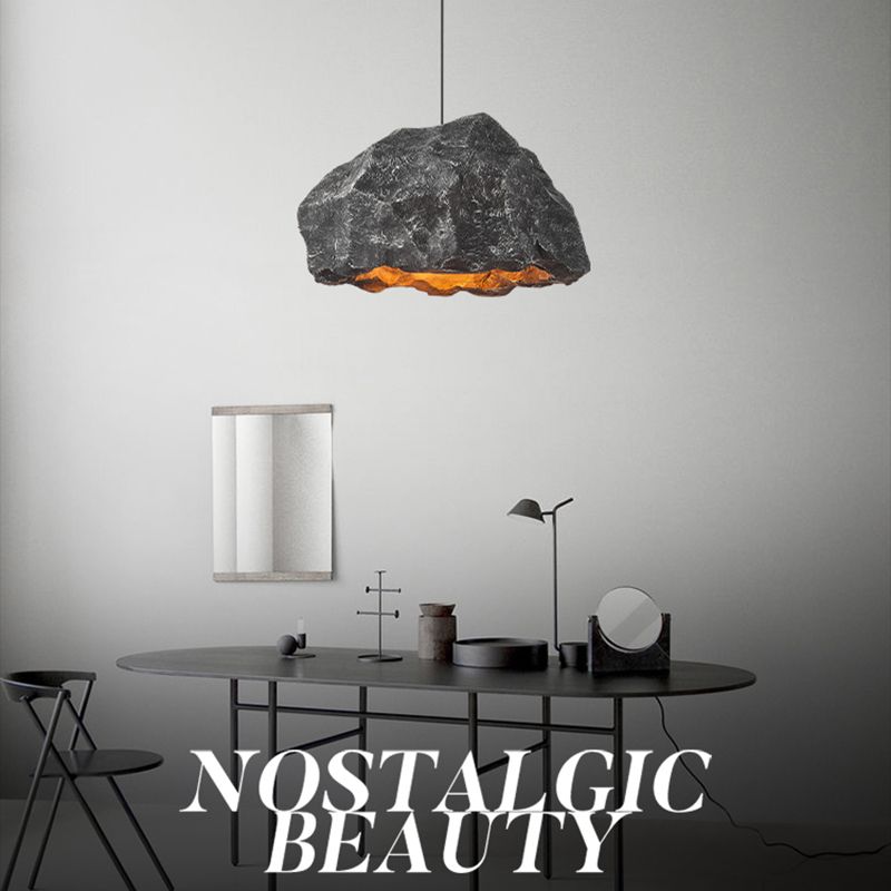 1-Light Rock Suspended Lighting Fixture Modern Pendant Light Kit for Dining Room