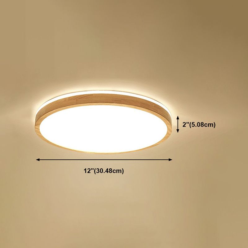 Geometry Shape LED Ceiling Lamp Modern Wood 1 Light Flush Mount for Dining Room Corridor