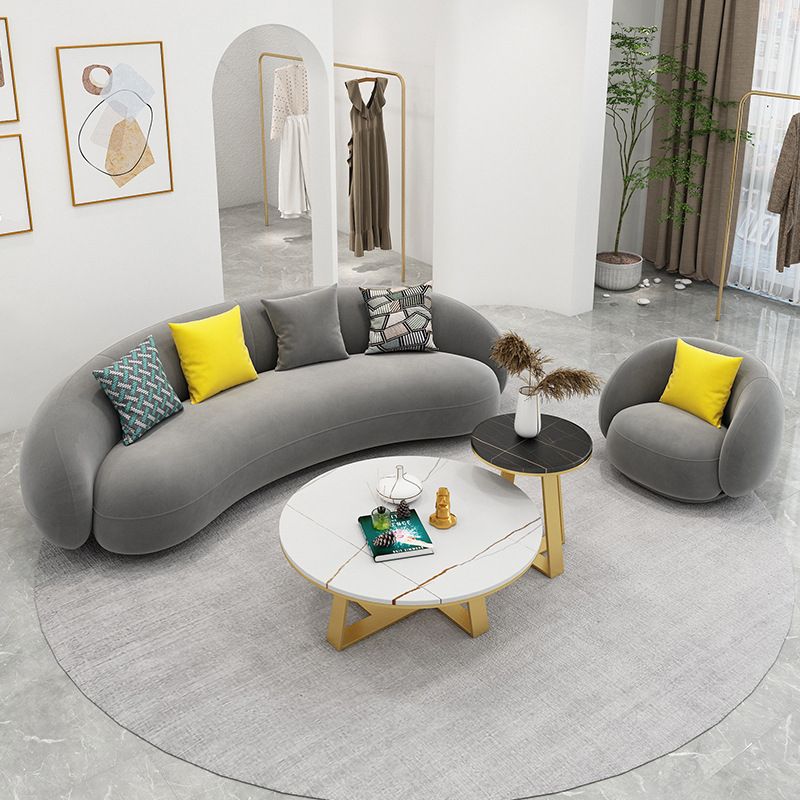 Scandinavian 24.8" H Solid Color Velvet Slope Arm Sofa For Living Room
