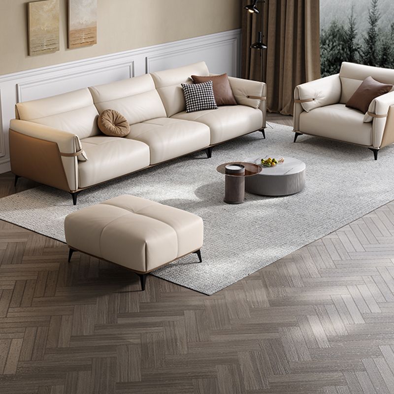 Contemporary Pillow Top Arm Sectional Genuine Leather Sectional Sofa