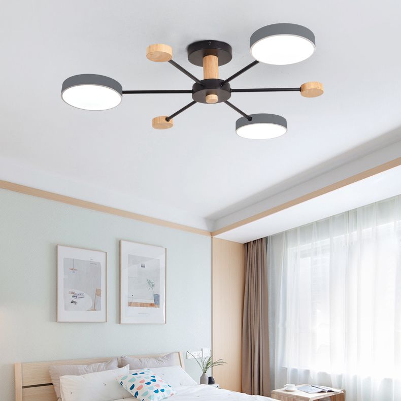 Multi Lights Metal Hanging Ceiling Light Cylindrical Modern Style Chandelier Lamp