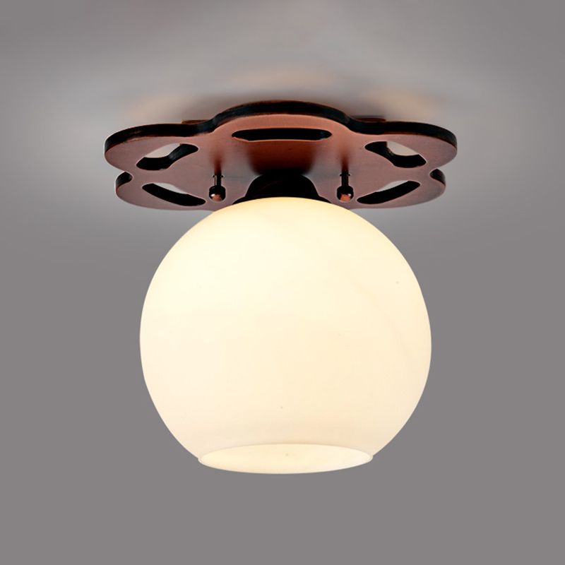 Plafonnier en verre marron de simplicité moderne, montage encastré en bois Golbe pour couloir