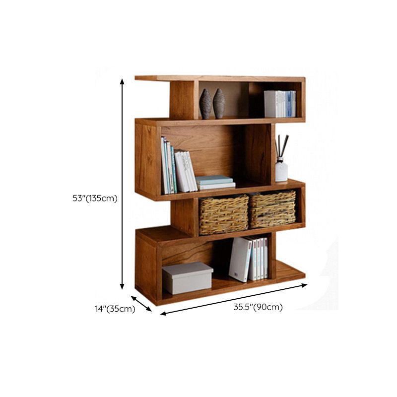 Wooden Closed Back Bookcase Standard Scandinavian Bookshelf with Shelves