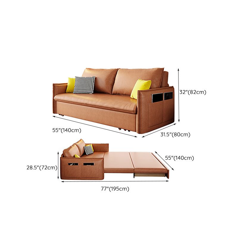 31" Wide Scandinavian Sleeper Sofa Futon Orange Foldable Sleeper Sofa