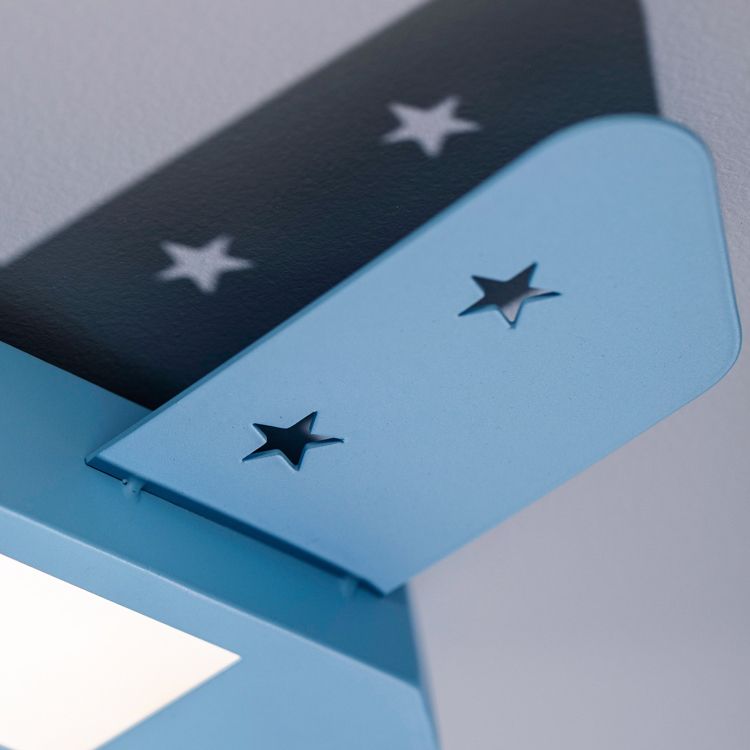 Lámpara de techo de metal LED moderna con luz empotrada en avión azul para dormitorio de niños