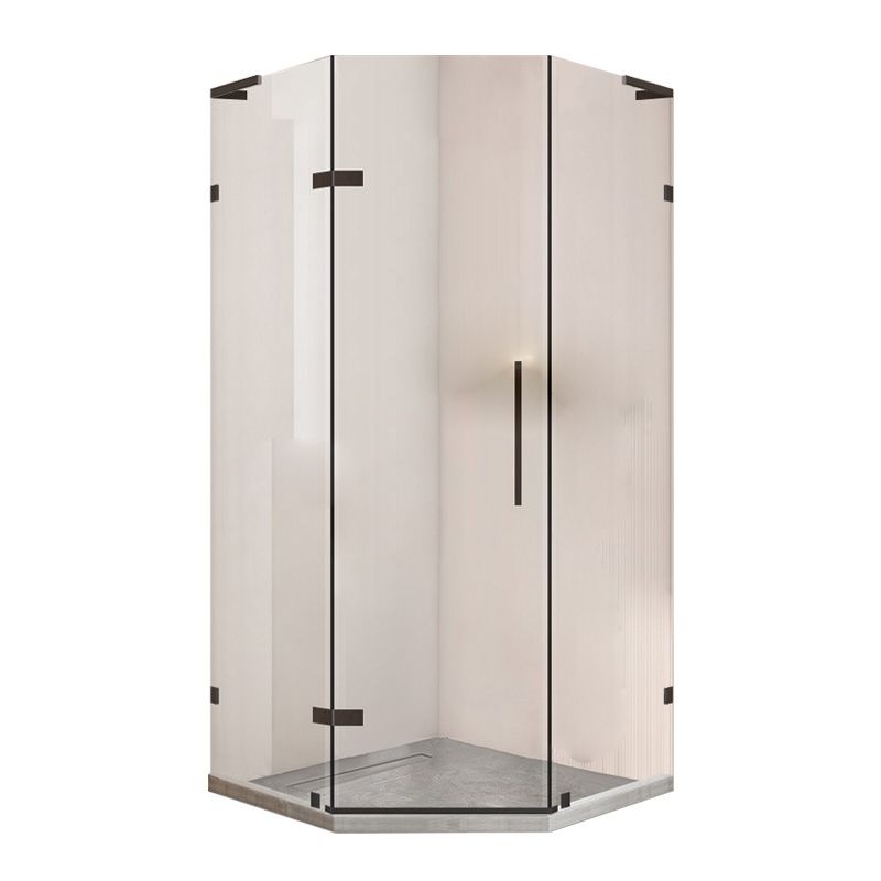 Black Semi Frameless Glass Shower Door Hinged Shower Bath Door