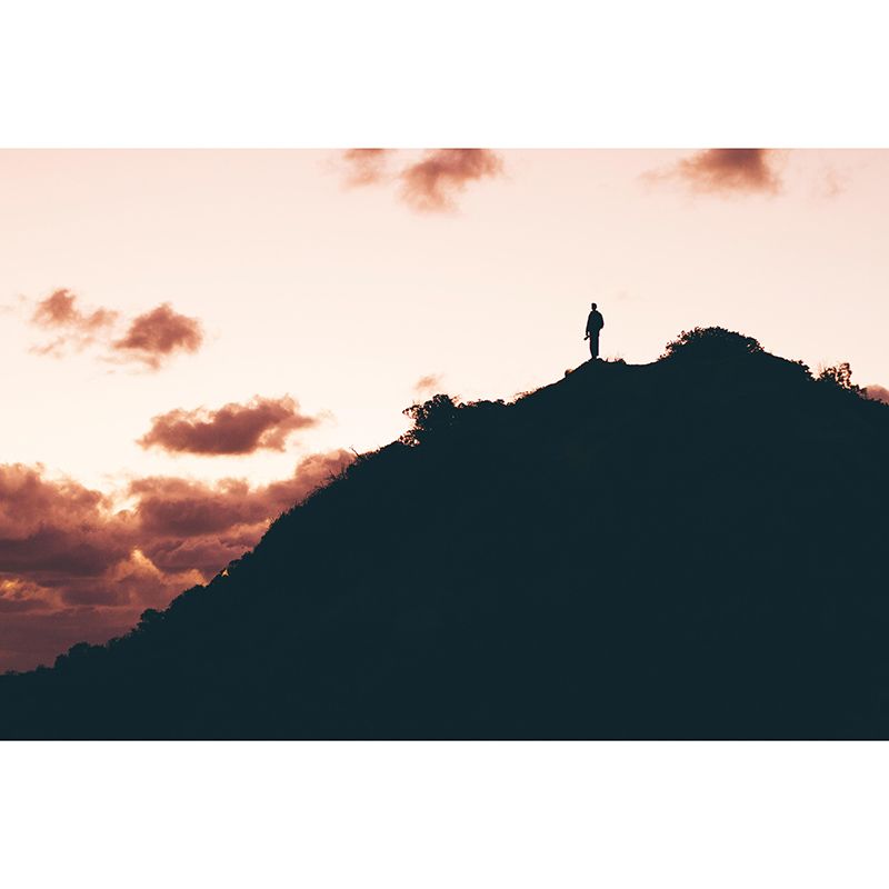 Mountain Landscapes Mural Moisture Resistant Wall Covering for Sitting Room