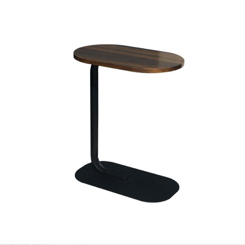 Modern Pedestal End Table Elliptical Faux Wood Top Side Table - 19.69" W