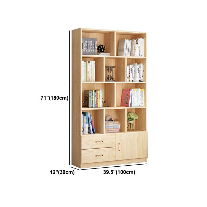 Scandinavian Vertical Standard Bookshelf Natural Pine Wood Bookshelf for Home