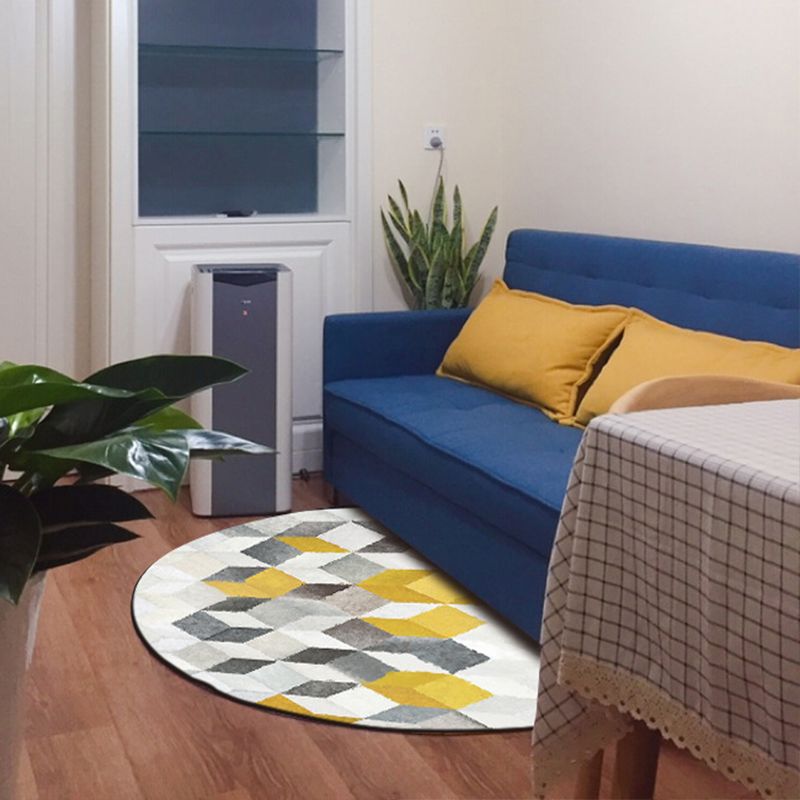Modern Geometry Indoor Rug Multi Color Polypropylene Rug Non-Slip Backing Machine Washable Stain Resistant Rug for Sitting Room