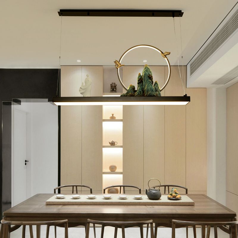 Modern Style Geometry Shape Island Lights Metal 2 Light Island Lighting in Black