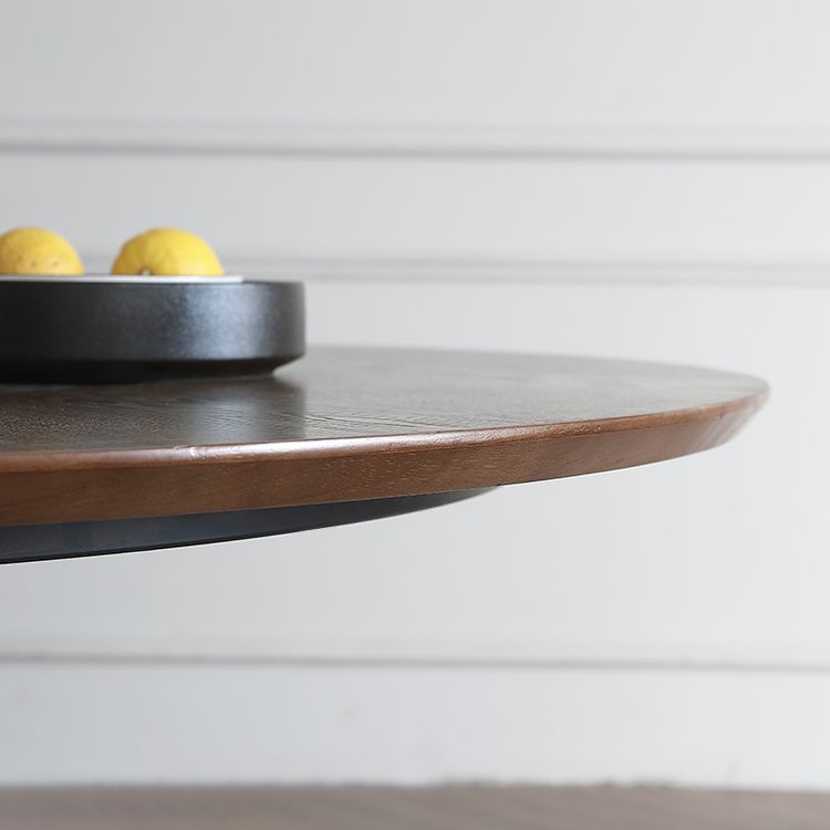 Modern Round Convertible Dining Table Brown Ash Wood Pedestal Table