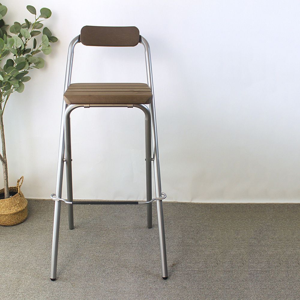 Modern Backrest Folding Counter Stool Steel Living Room Bar Stool with Footrest