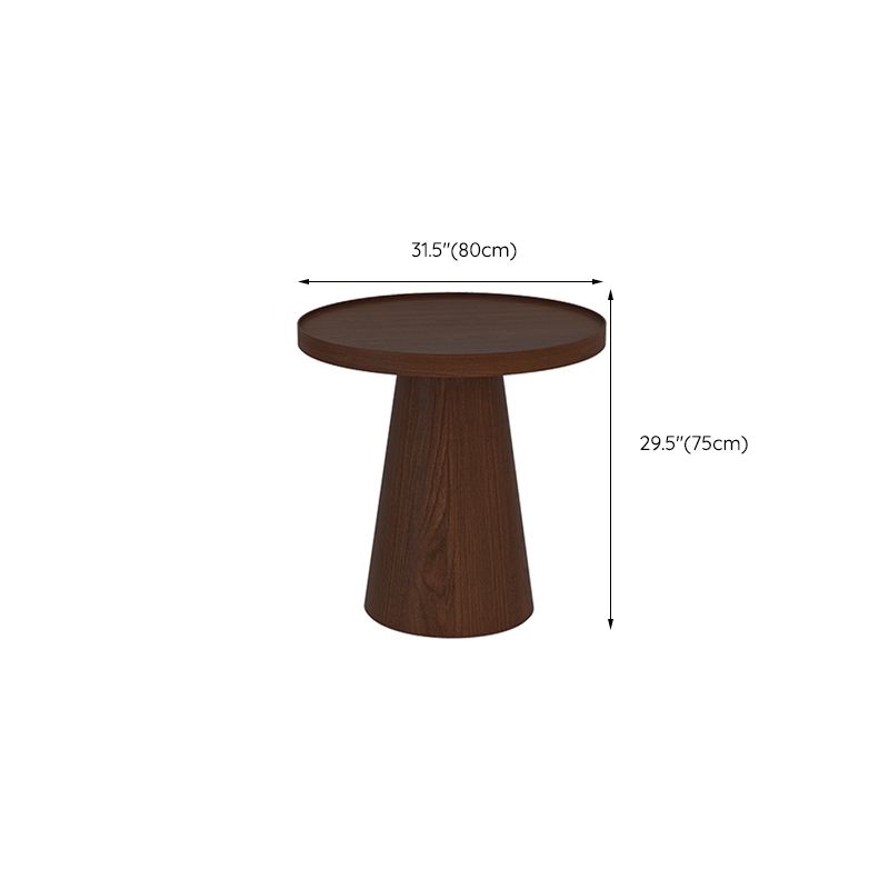 Scandinavian Brown Table Round Pedestal Solid Wood End Table