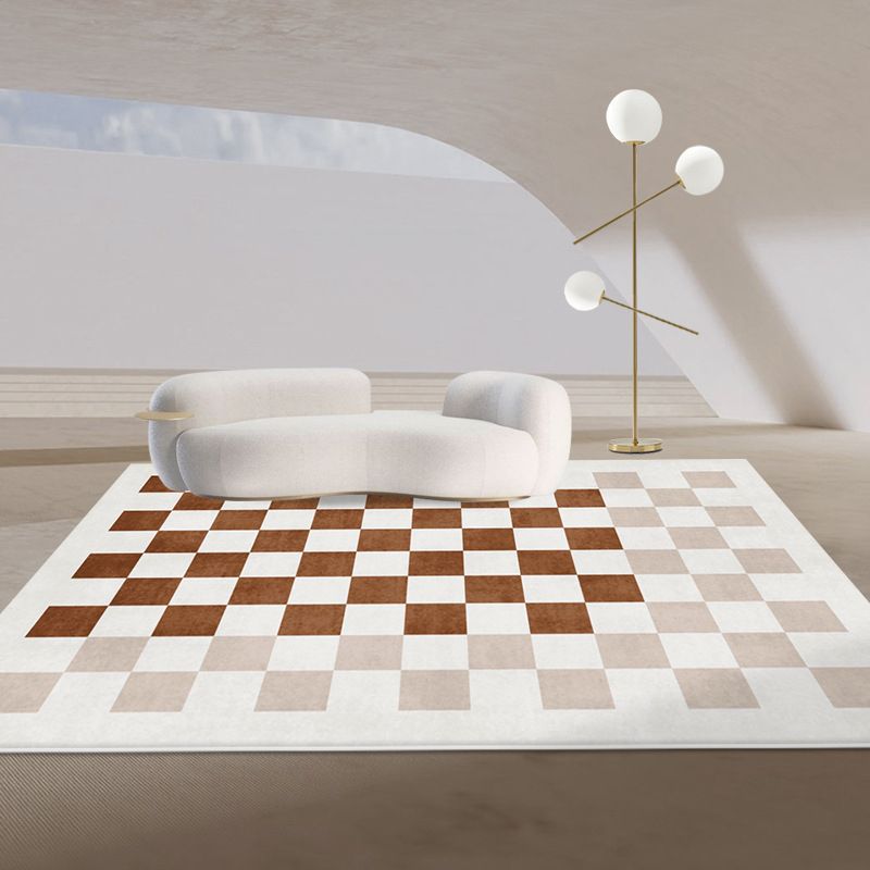 Simple Checkerboard Rug Polyester Indoor Rug Non-slip Area Carpet for Living Room and Bedroom