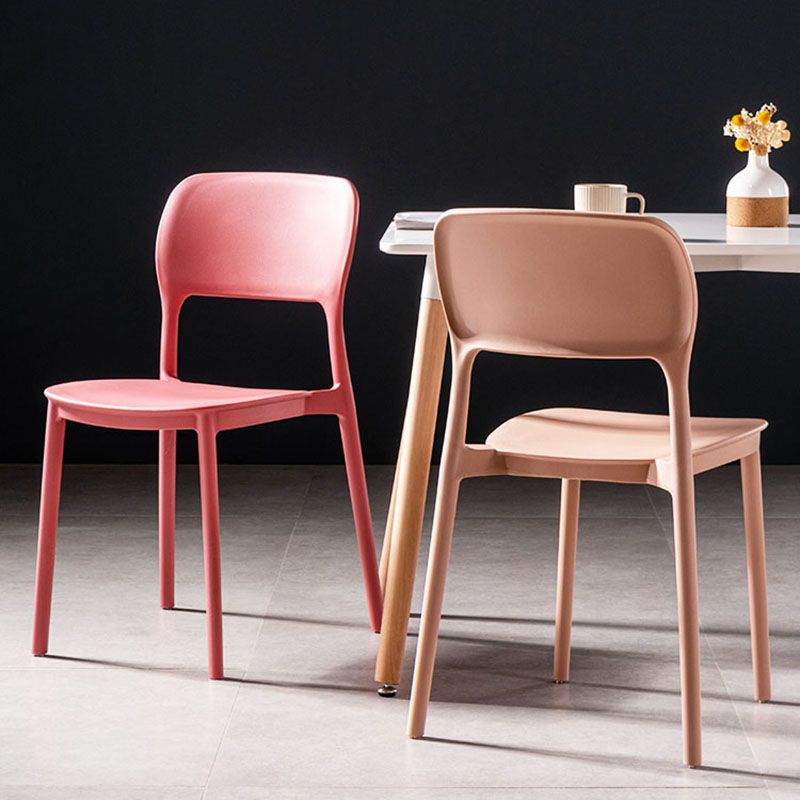 Silla de cocina de estilo contemporáneo, silla lateral de comedor con respaldo abierto sin brazos de plástico