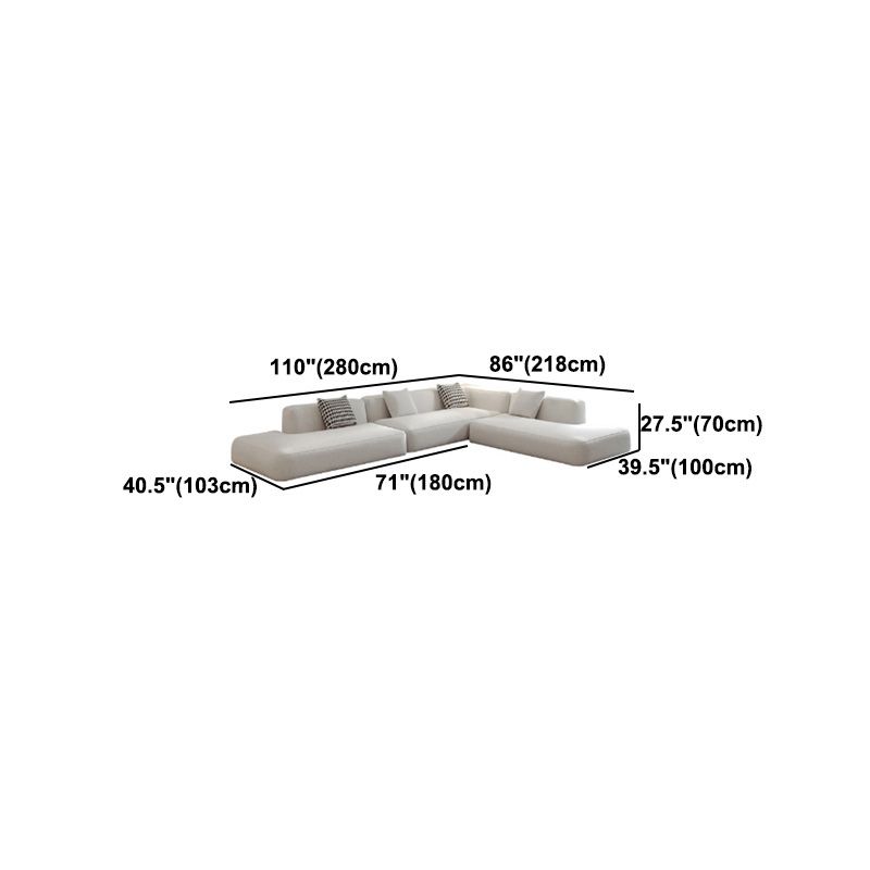Single Side Armrest Sectional Sponge Cushioned White Uncushioned Backrest Sofa