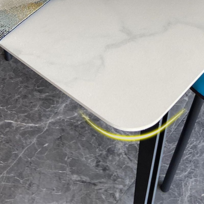 Industrial Sintered Stone Dining Table Rectangle Table with Wooden 4 Legs