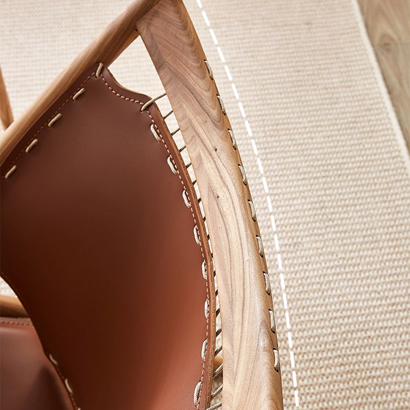 Solid Wood Armless Chair Fixed Back Lounge Chair for Living Room