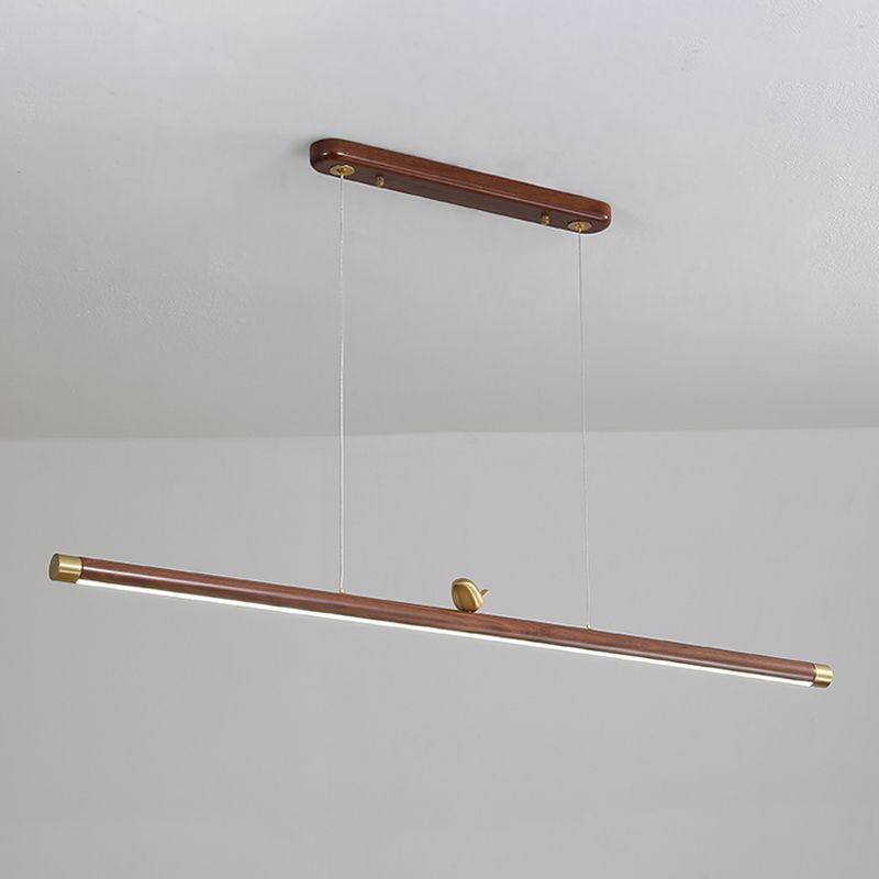Contemporary Kitchen Pendant Light Linear Ceiling Pendant Light Wood 1 Light