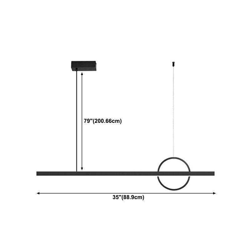 Simple Linear Hanging Island Light Metal LED Hanging Lighting Fixture for Sitting Room